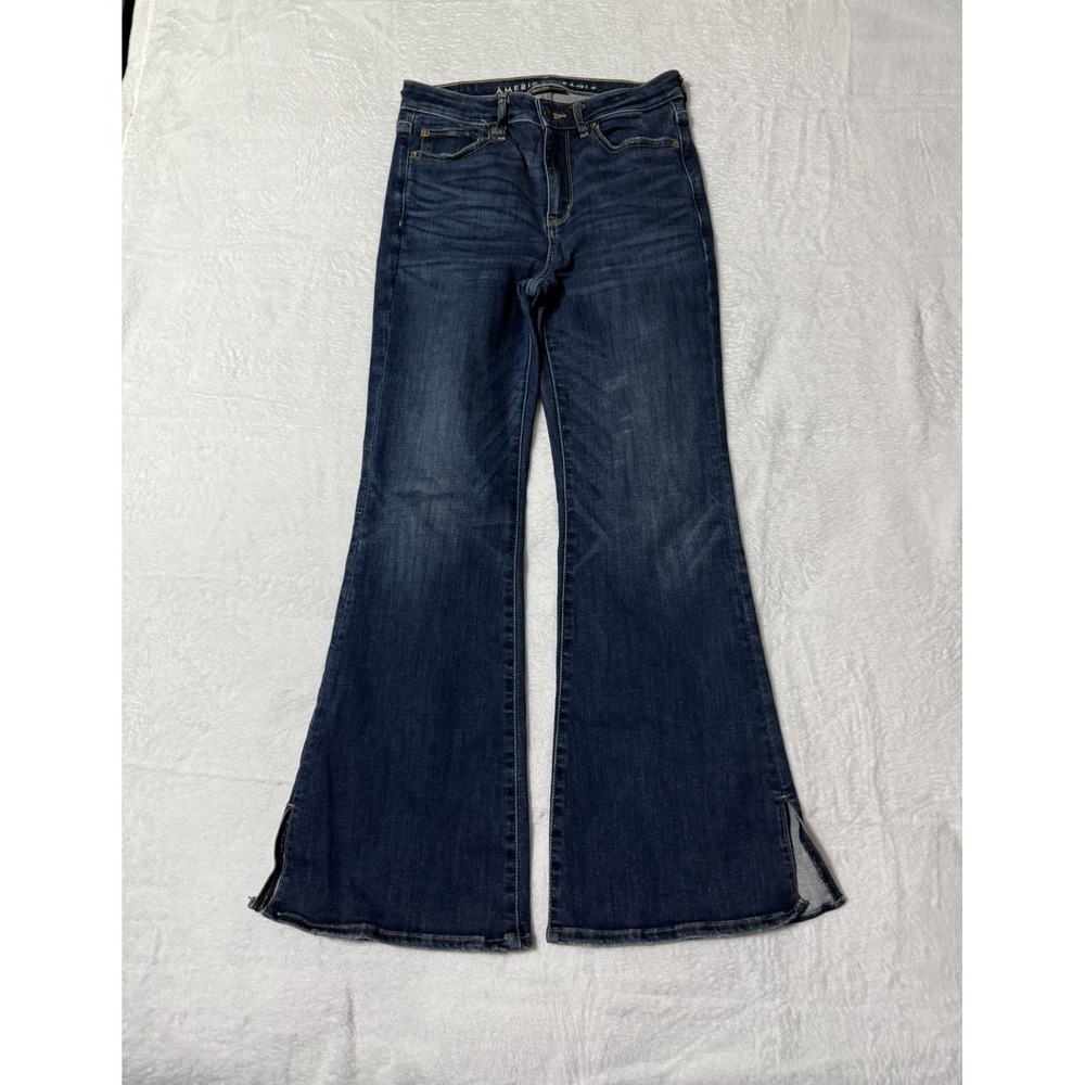 American Eagle Jeans‎ Women's 4 Short Blue Super Hi Rise Flare Denim 27x28